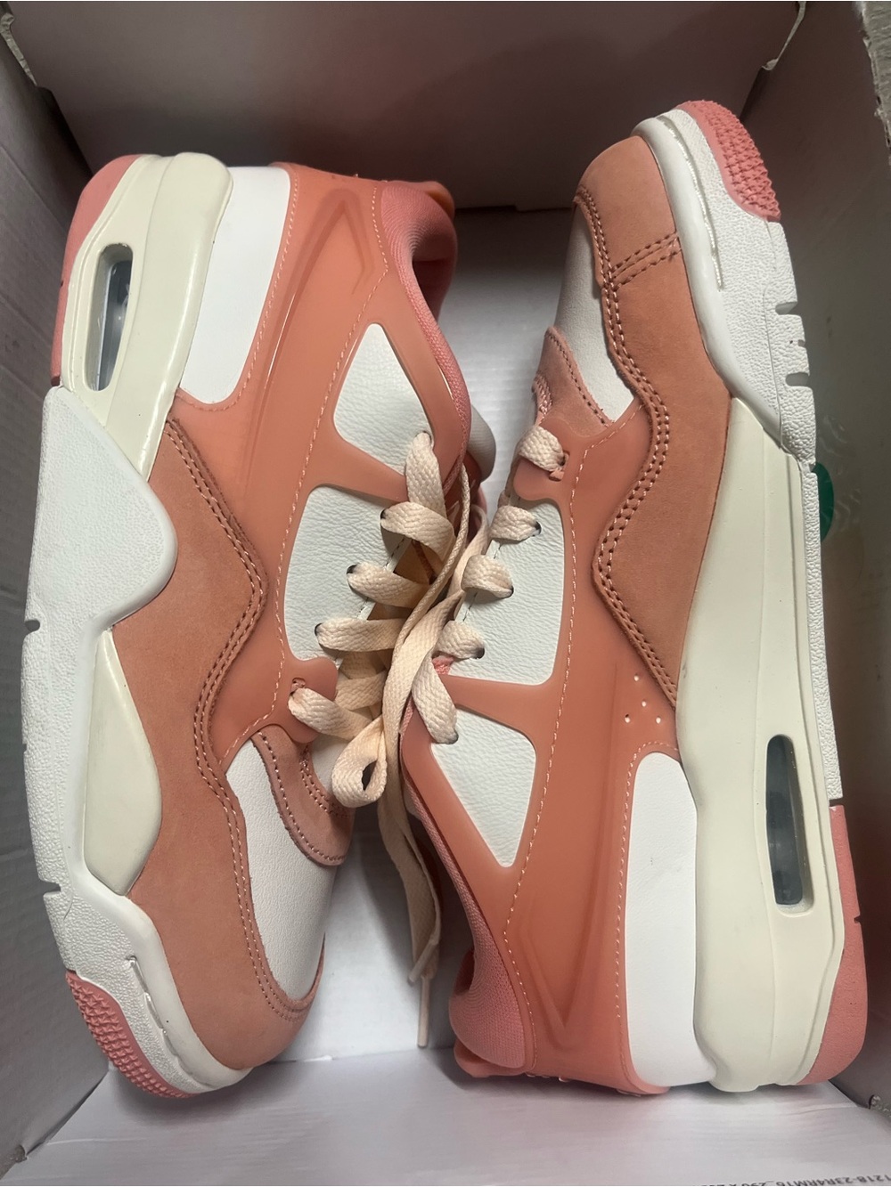 Nike Women's Peach and White Retro-Style Sneakers Jordan 4rn